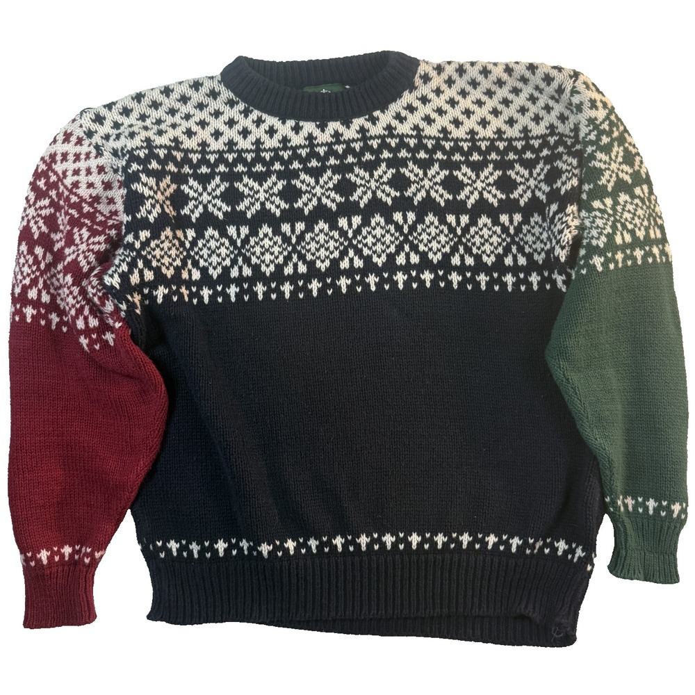 Vintage USA Fair Isle Sweater Mens M Crew Neck Heavyweight Janzen Quiet Luxury